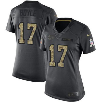Nike Chicago Bears #17 Tim Boyle Black Women's Stitched NFL Limited 2016 Salute to Service Jersey